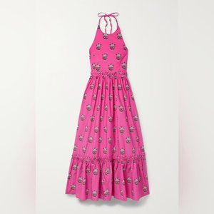 RHODE Salena Marigold print cotton-poplin halterneck maxi dress